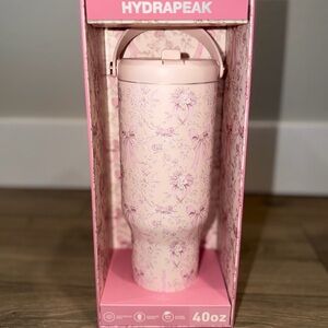 Hydrapeak Lovely Pink Bows Roses toile ribbon coquette 40 oz nomad tumbler